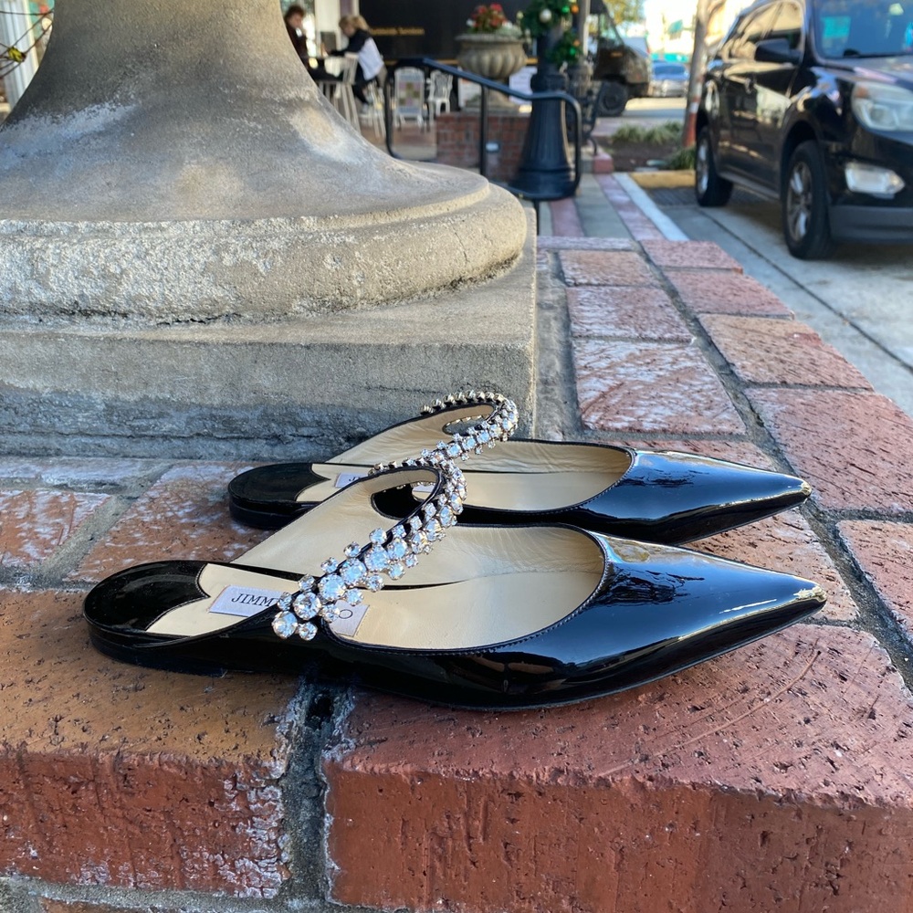 Jimmy Choo Patent Leather Flats with Crystals size 38 (US 8)
